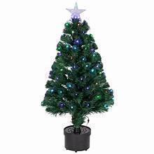 Fiber optic Christmas tree in a pot, 4 ft, green conical branches with blue LEDs
