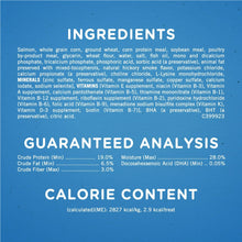 Dog training treats ingredients and guaranteed analysis panel.