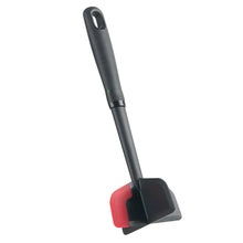 Silicone meat masher and chopper, black loop handle with square scraper base