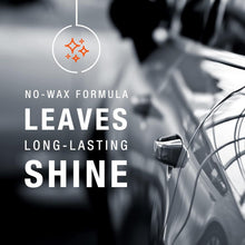 Car exterior with no-wax formula and long-lasting shine text