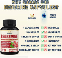 Berberine dietary supplement bottle with 'Why choose' comparison text