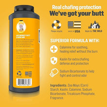 Anti friction body powder bottle with ingredient and recycle labels, back view