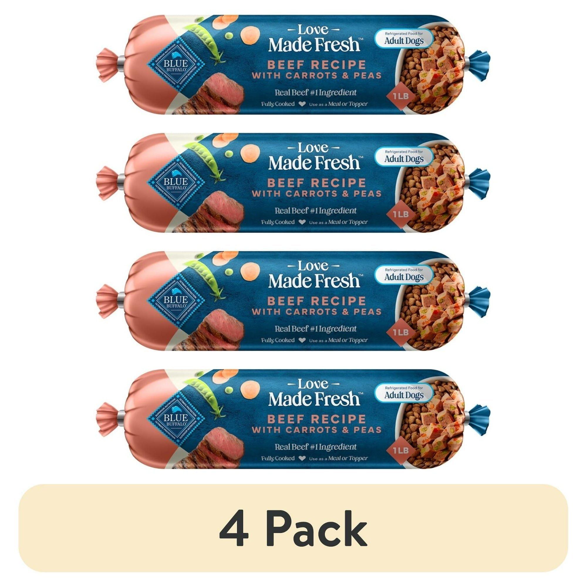 Blue Buffalo Love Made Fresh Dog Food, Refrigerated, Beef Recipe, 1-lb Roll