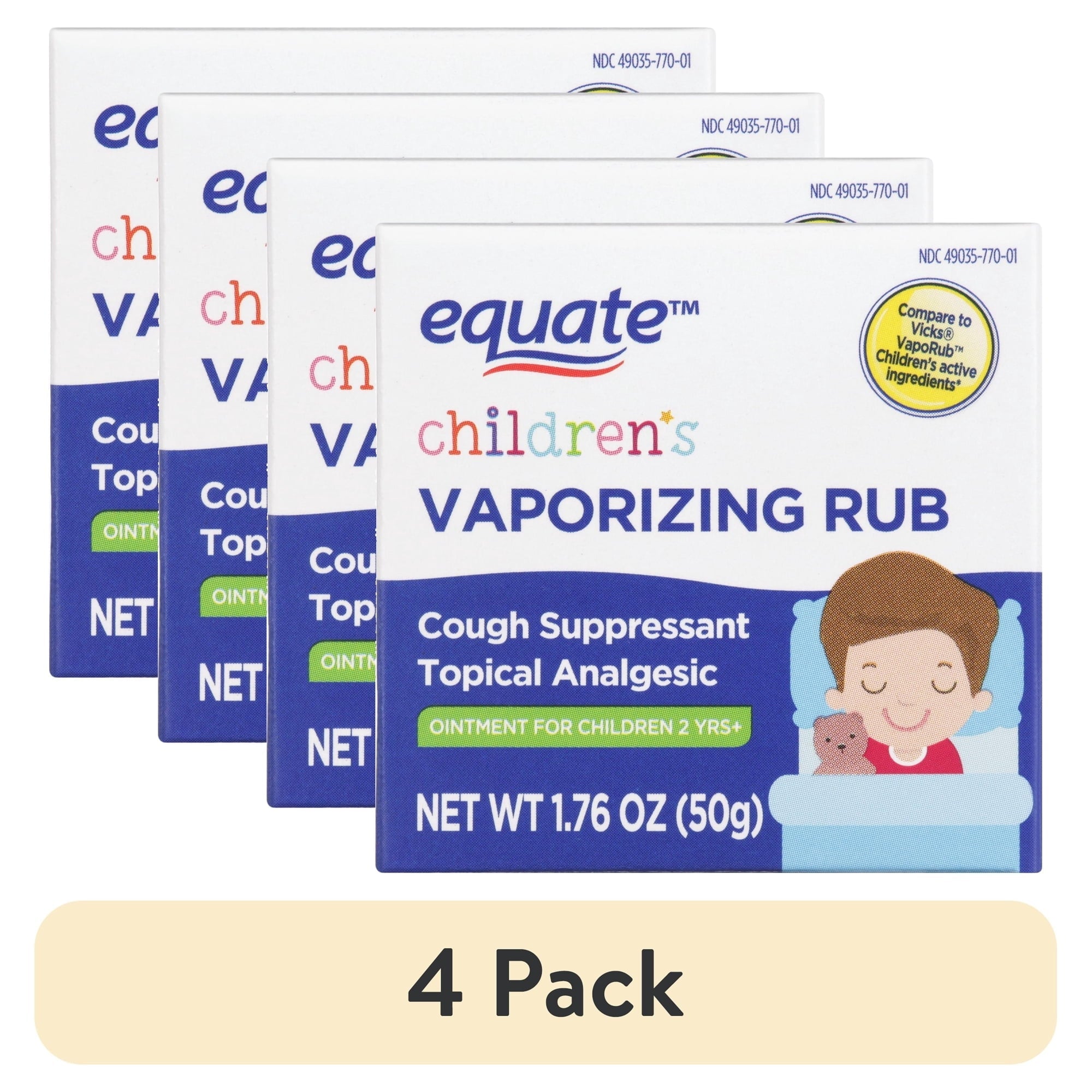 Equate Children's Vaporizing Rub Ointment, Ages 2+, 1.76 oz, Compare to Vicks® VapoRub™ Children's Active Ingredients