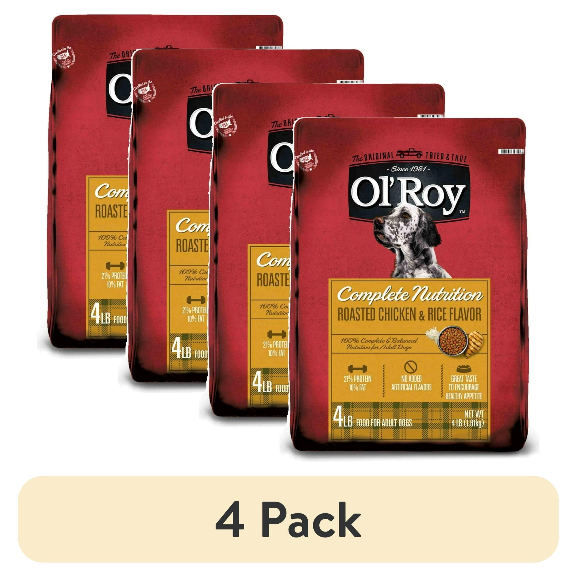 Ol' Roy Complete Nutrition roasted chicken & rice dry dog food bags, 4 lb x4 pack