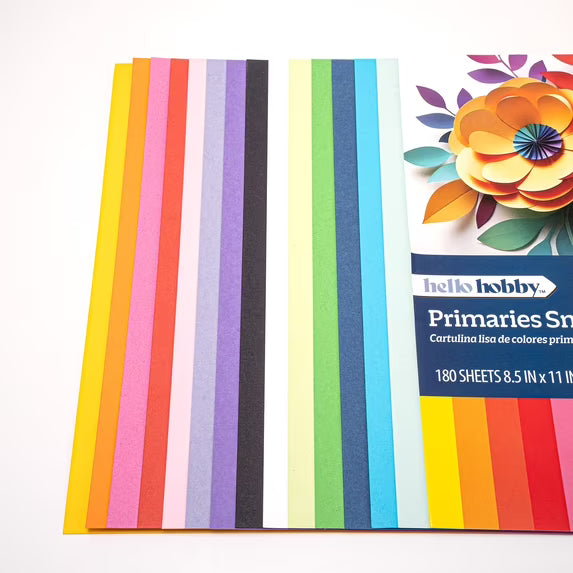Hello Hobby Smooth Dyed to the Core Primaries Cardstock Pack - 8.5 x 11 Inches - 180 Sheets