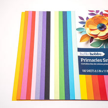 Hello Hobby primaries smooth cardstock pack stack with multicolor striped sheets