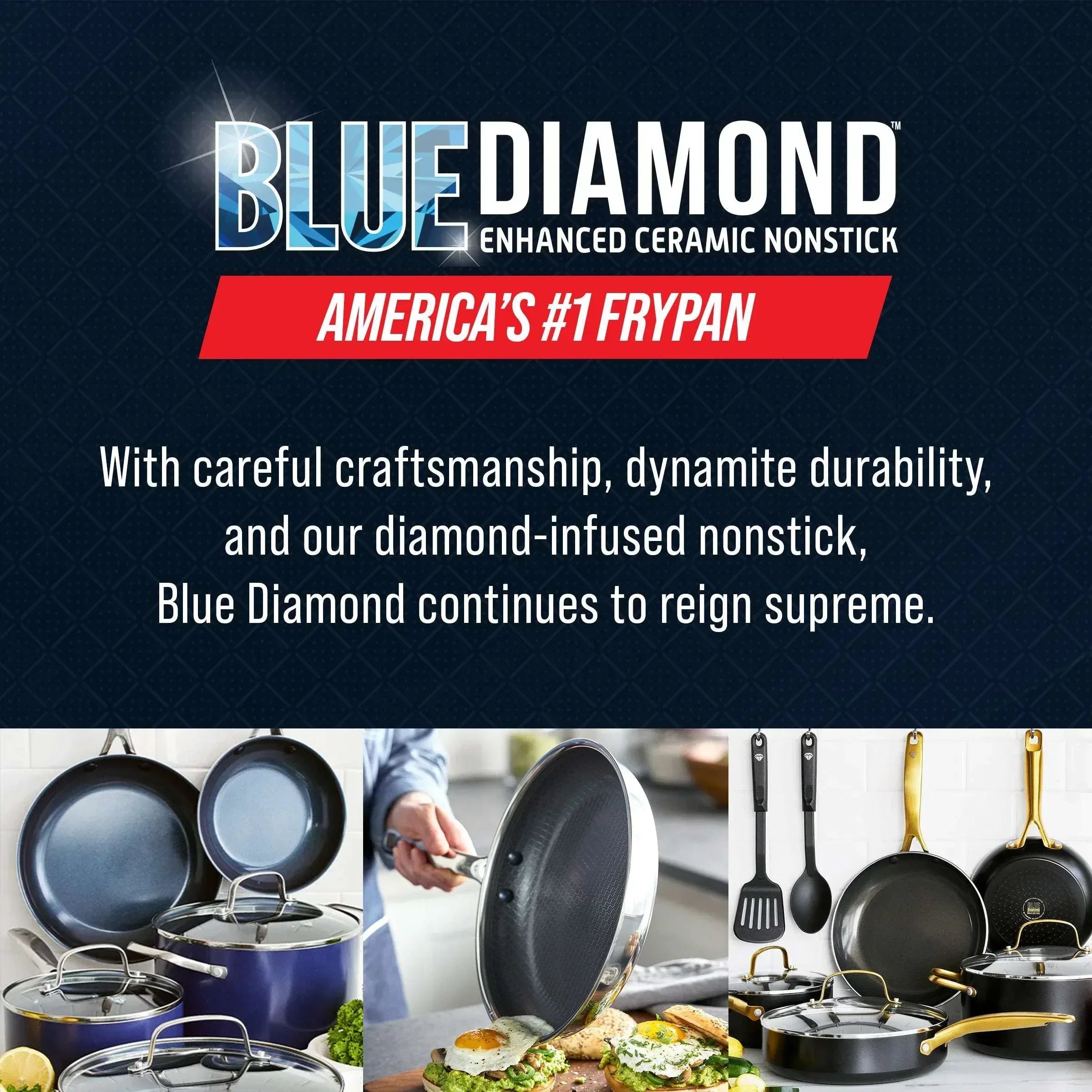 Blue Diamond Diamond Bond 2QT Hybrid Ceramic Nonstick Stainless Steel Saucepan with Lid, Induction