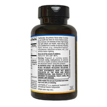 Eye health softgels bottle side label with warnings and directions text