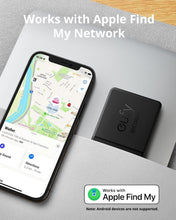 Black eufy Security Bluetooth tracker card next to smartphone