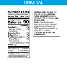 Rice Krispies Treats Original Nutrition Facts and ingredients panel
