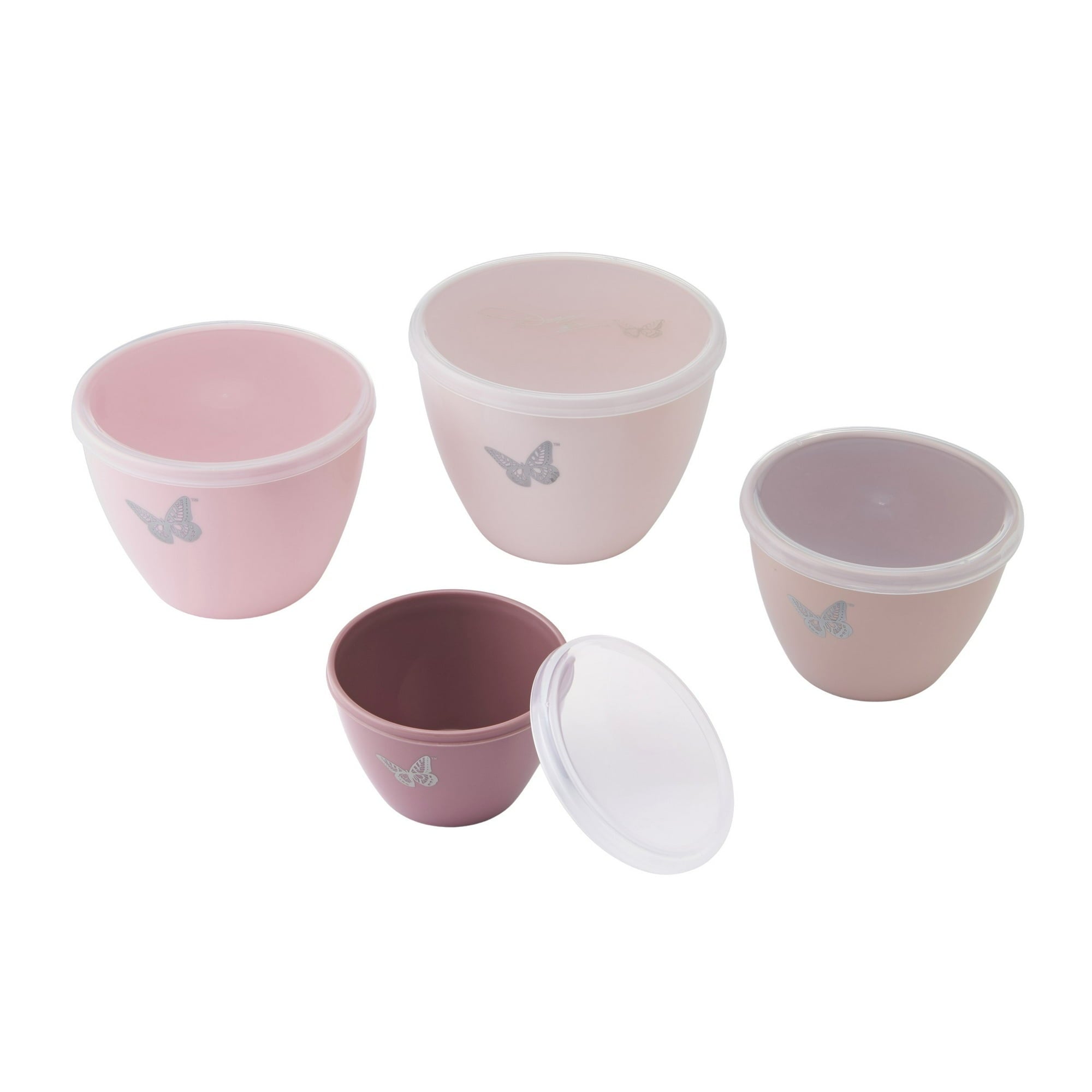 Dolly Parton Plastic Mixing Bowls with Air-Tight Lids, Set of 4, Blush