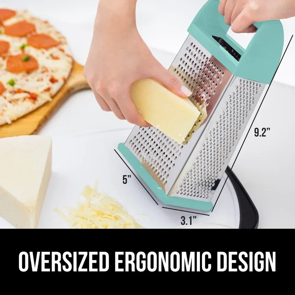 GORILLA GRIP Cheese Grater, BPA Free Stainless Steel Box Graters, Cheeses and Veggie Shredder