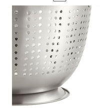 Stainless steel colander wall with evenly spaced draining holes