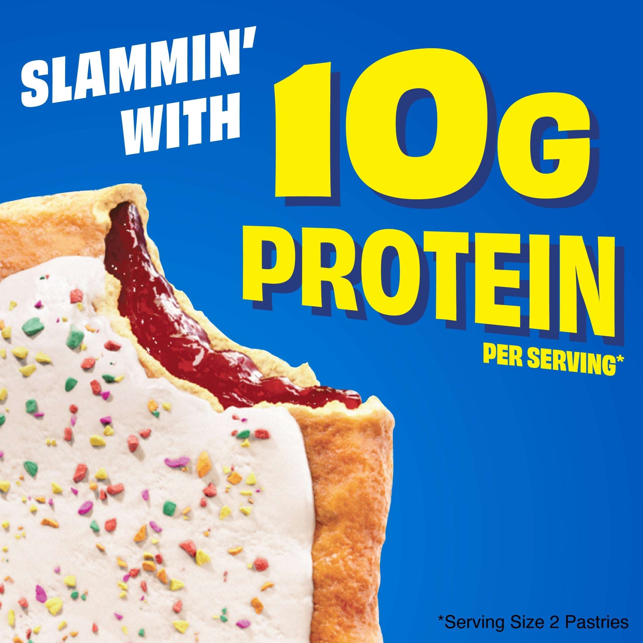 Pop-Tarts Protein Slammin' Strawberry Toaster Pastries, 10g Protein, Shelf-Stable, 14.3 oz (8 Count)