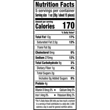 Nutrition Facts panel for salt & vinegar cashew snack
