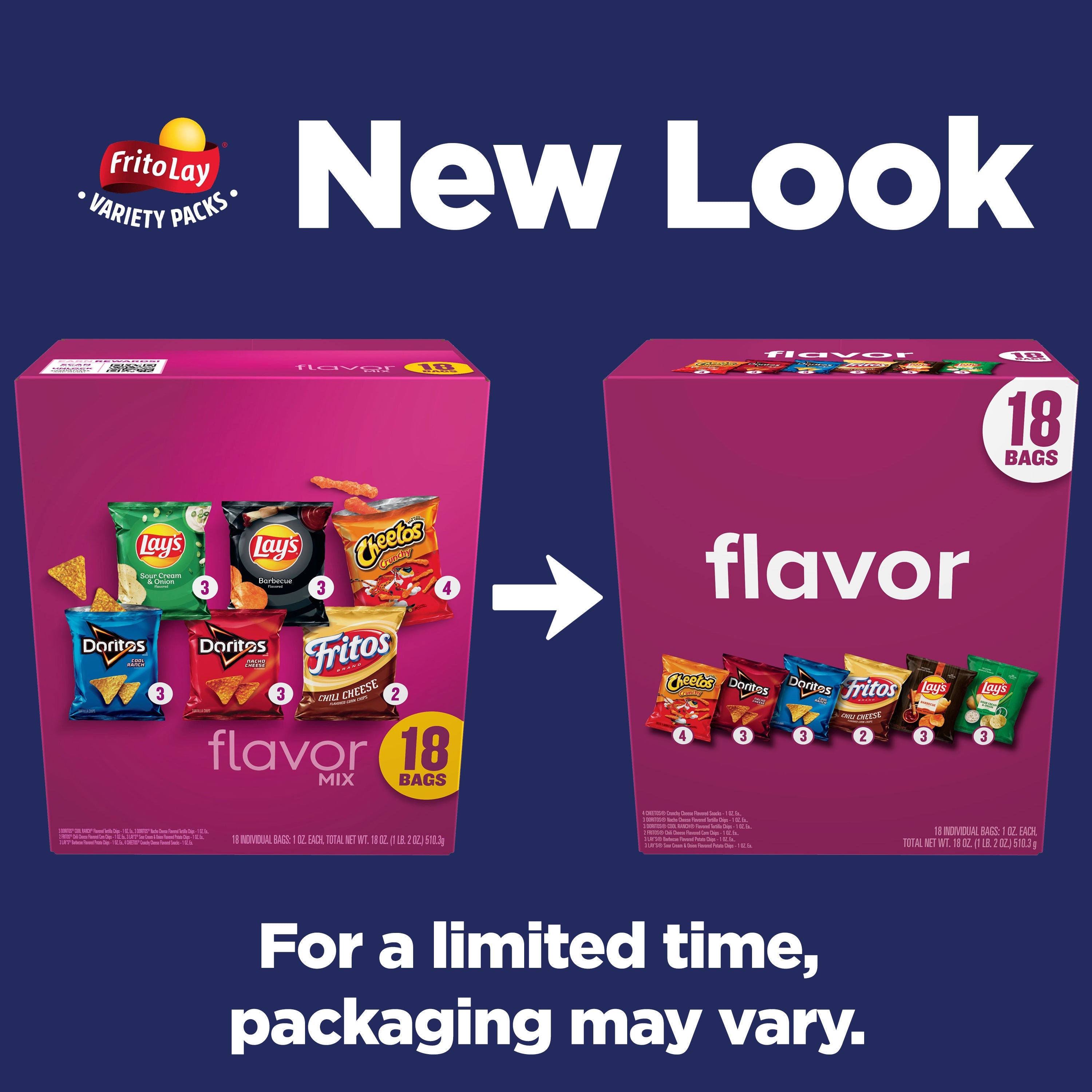 Frito Lay Flavor Mix Chips Variety Pack, 1 oz, 18 Count