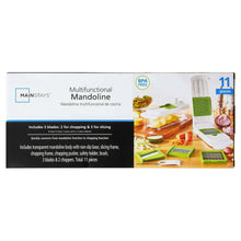 Retail box for 11-piece multifunction mandoline slicer with green blade inserts