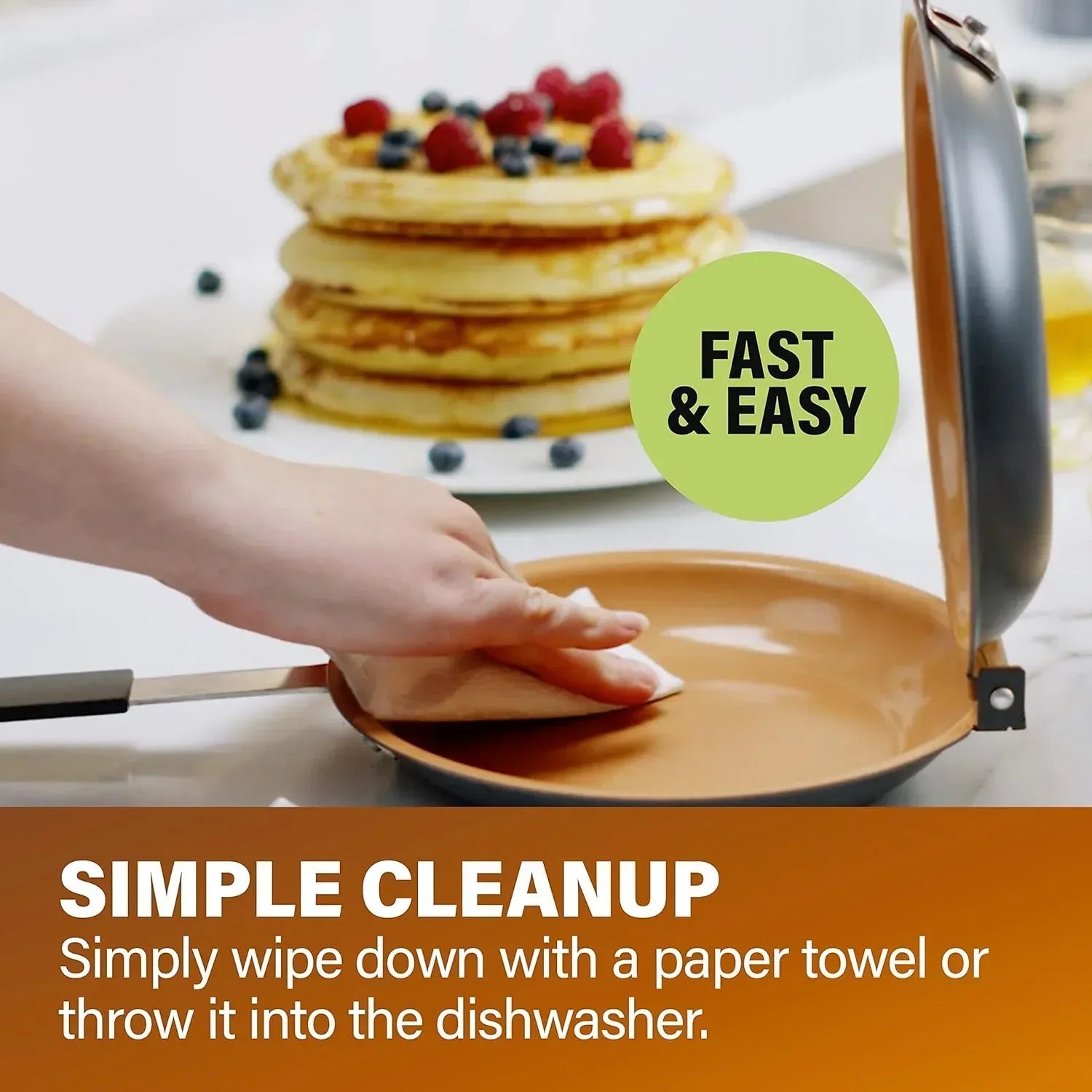 Gotham Steel Mini Pancake Maker Double Sided Pan, Ceramic Double Sided Pan Nonstick, Easy to Flip Pancake Pan, Griddle Pan for Perfect Fluffy Pancakes, Omelette Maker, Pancake Bonanza As Seen on TV