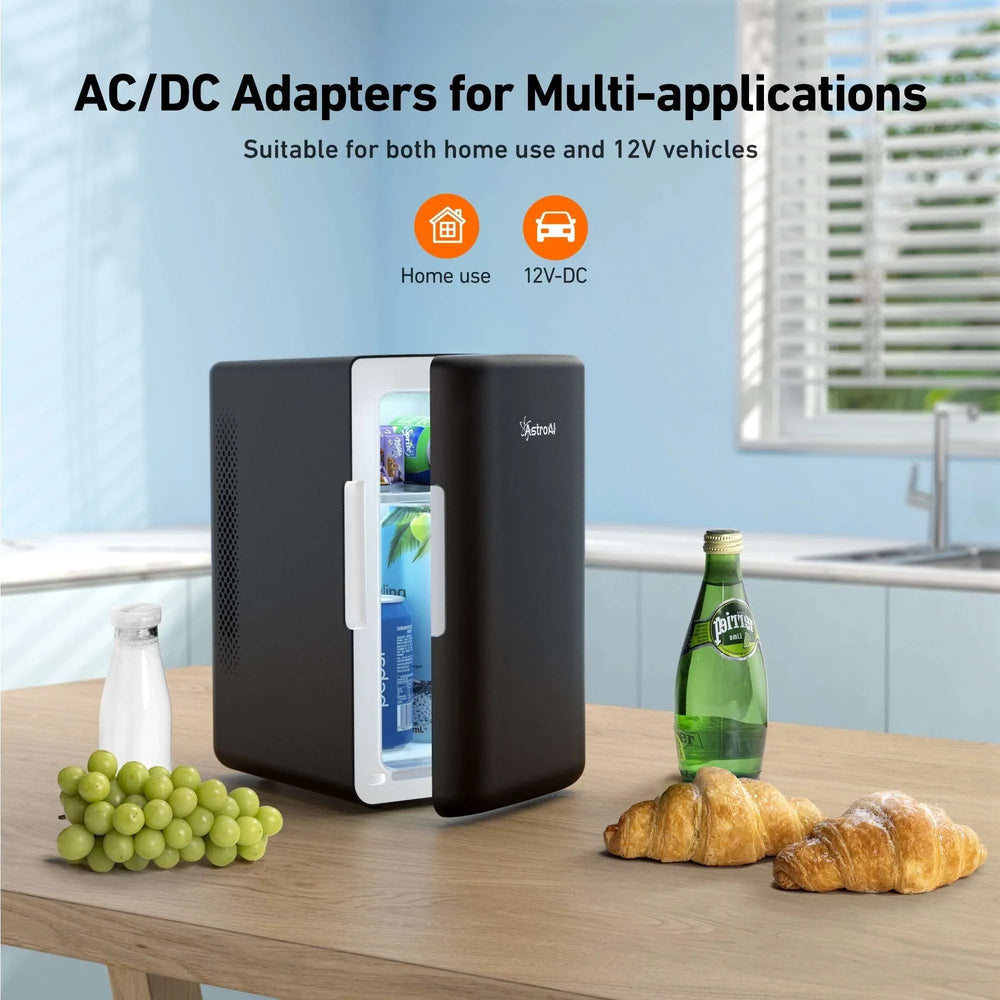 AstroAI Mini Fridge, Compact Refrigerator, Makeup Skincare Fridge 6L 8 Cans Portable Personal Cooler One Door, for Home, Car, Black, for Gifts - USA MEGA SHOP