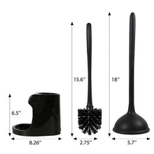GARITIN Plunger and Toilet Brush Set with Holder, 2 in 1 Toilet Plunger and Brush Combo for Bathroom Cleaning, Black