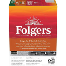 Folgers Colombian decaf coffee K-Cup box, rear panel with Keurig pod details
