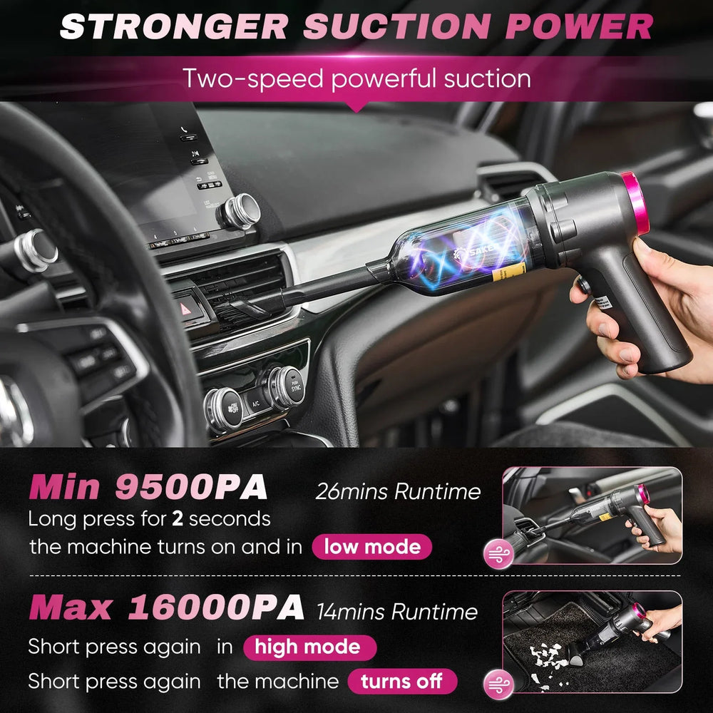 Saker 3-in-1 Car Vacuum Cleaner with 16000PA Powerful Suction, Cordless Handheld Vacuum Cleaner with Multi-Nozzles for Car, Home, Office, Pet - USA MEGA SHOP