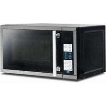 Countertop microwave oven, black body with side handle and control panel on front
