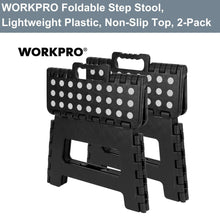 2-pack foldable plastic step stool set, black with dot-pattern anti-slip top and handle