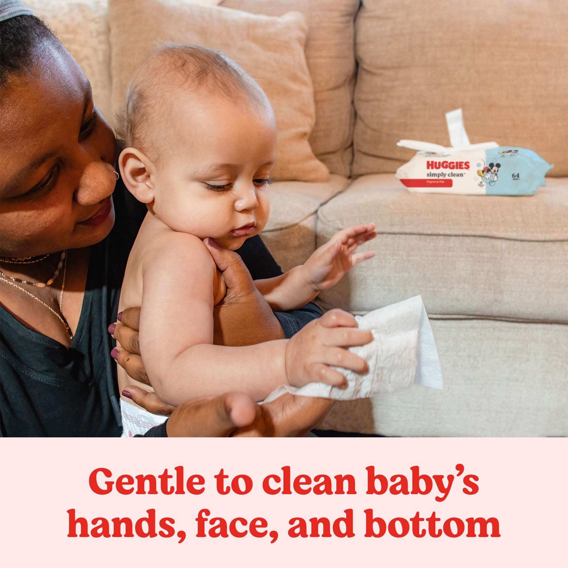 Huggies Simply Clean Unscented Baby Wipes, 1 Pack, 64 Total Count (Select for More)