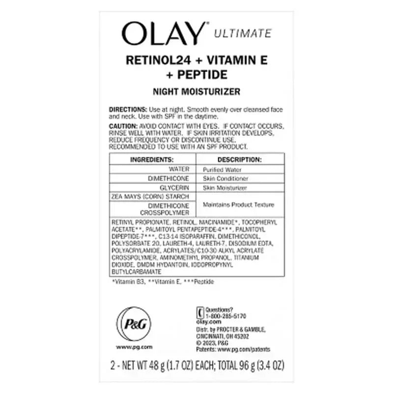 Olay Ultimate Retinol 24 + Vitamin E + Peptide Night Moisturizer (1.7 Oz., 2 Pk.)