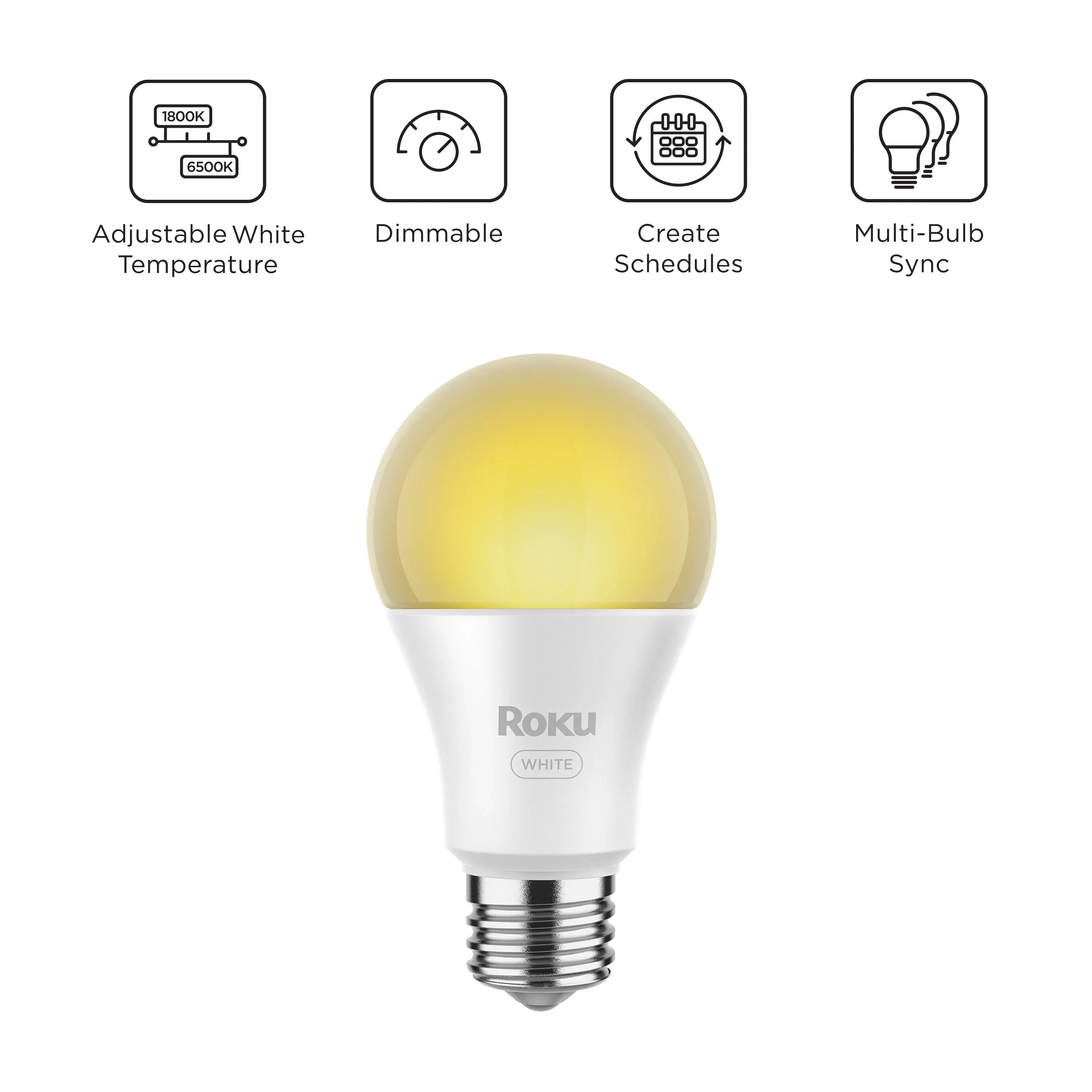 Roku Smart Home Smart Bulb SE (White) 1-Pack with Adjustable Brightness and Temperature, 9.5 Watts - Screw Base