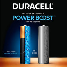 Duracell PowerBoost AA alkaline battery with copper and silver cylinders
