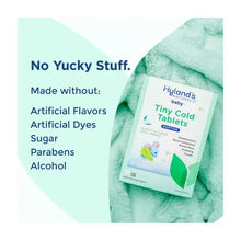 Tiny Cold nighttime tablets box with no yucky stuff ingredient list panel