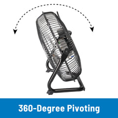 Mainstays 9 Inch High Velocity Metal 3-Speed Fan with 360-Degree Tilt and Wall Mount