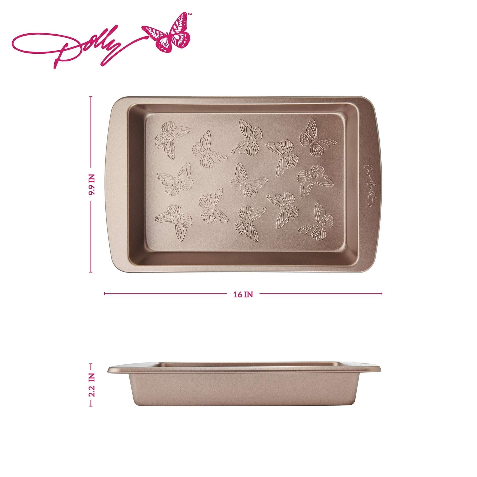 Dolly Parton Butterfly Stamp 9" x 13" Carbon Steel Non-Stick Cake Pan