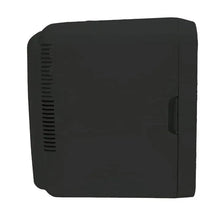 Portable mini fridge cooler with dark exterior and front corner vent detail