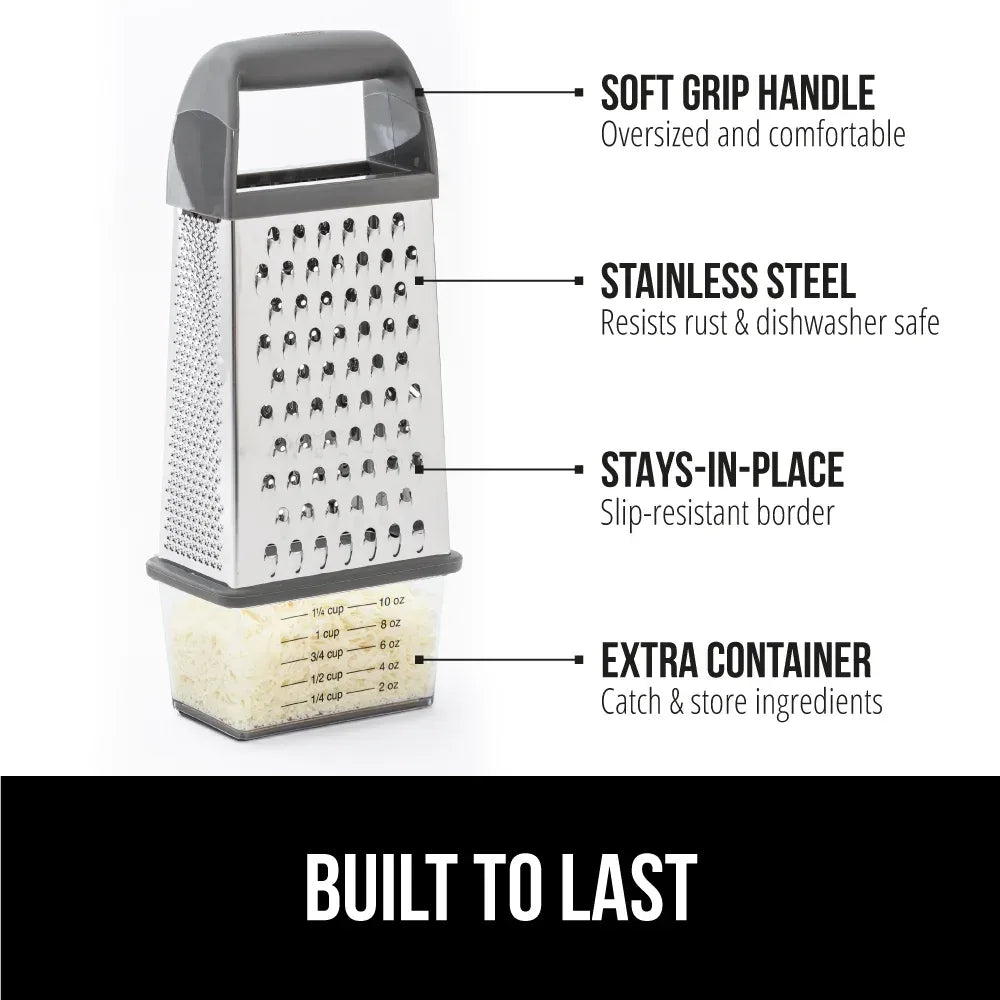 GORILLA GRIP Cheese Grater, BPA Free Stainless Steel Box Graters, Cheeses and Veggie Shredder - USA MEGA SHOP