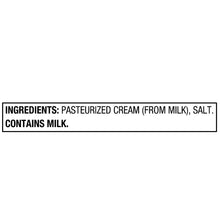 Ingredients label: pasteurized cream (from milk), salt; contains milk