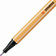 Fineliner pen close-up with plum nib and orange barrel