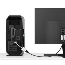 DisplayPort to HDMI adapter cable connected to a desktop monitor rear HDMI
