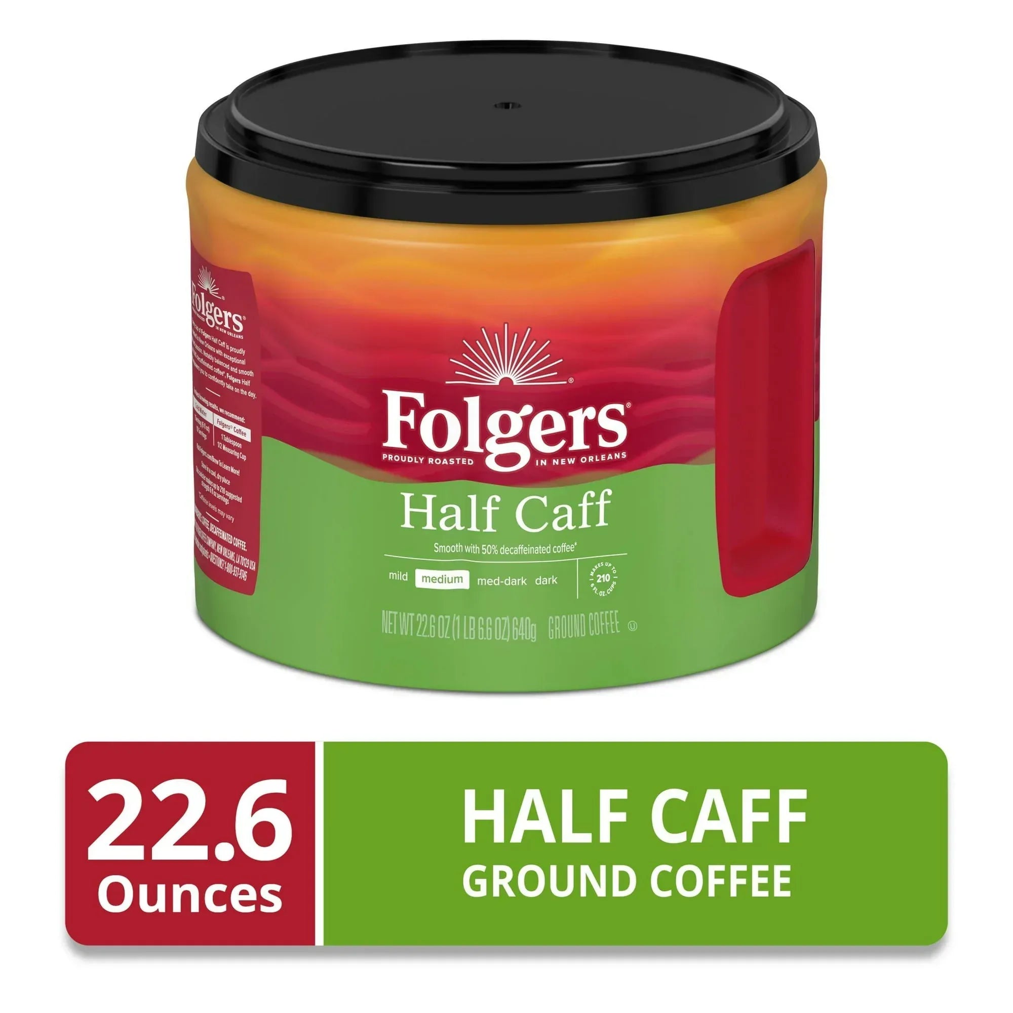 Folgers Colombian Ground Coffee, Medium Roast, 22.6 oz Canister