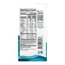 Nutrition facts panel on Lily's chocolate bar package, gluten free label