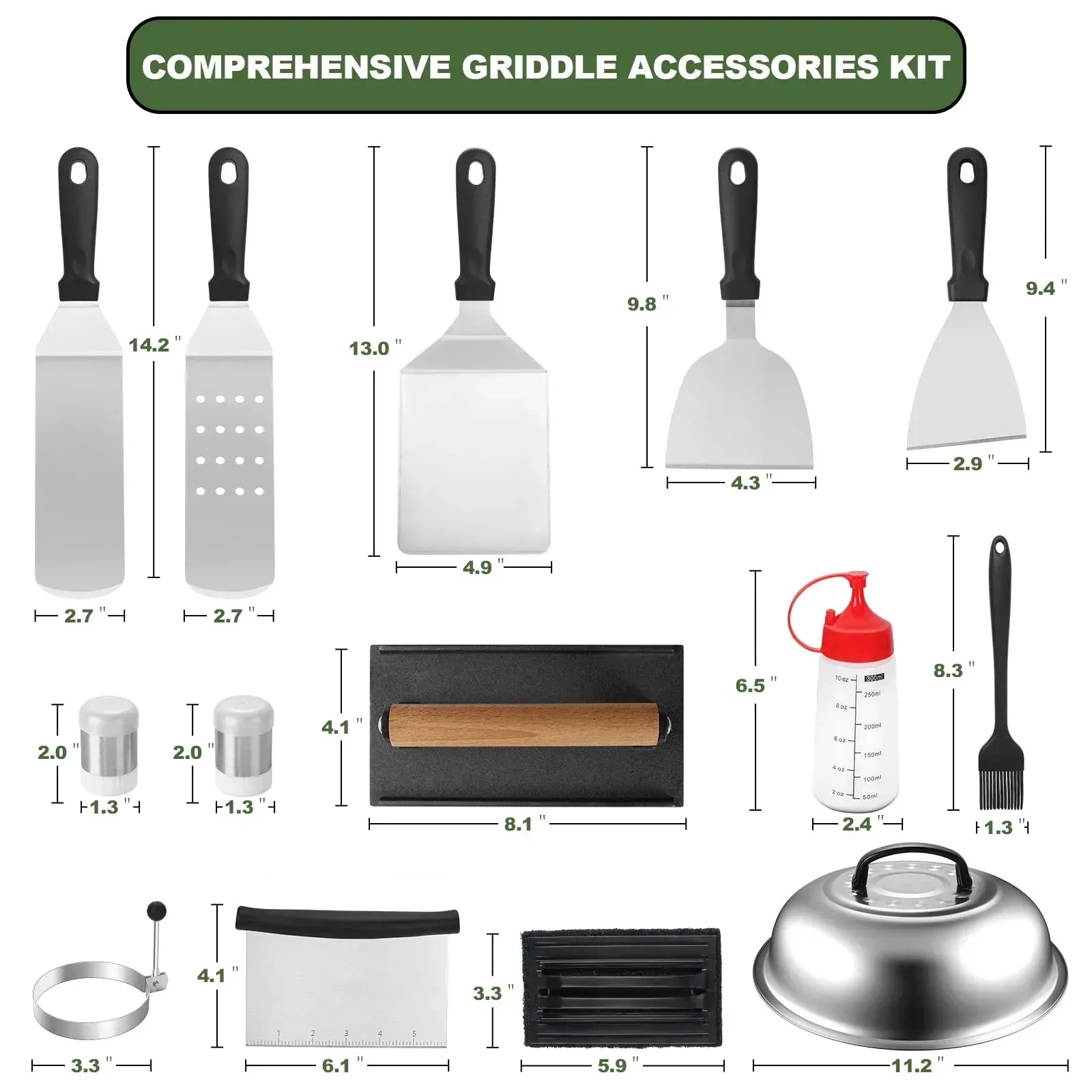 18PCS Griddle Accessories Kit,Flat Top Grill Accessories Set for Blackstone,Stainless Steel Grill Set