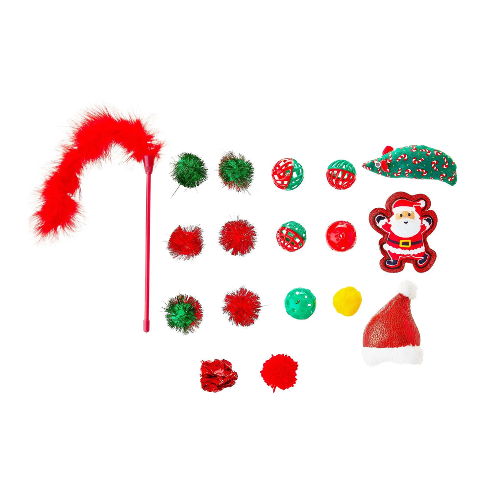 Vibrant Life Holiday 18-Piece Cat Toy Stocking Gift Set, Red - USA MEGA SHOP