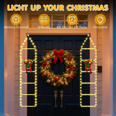 Fohil Christmas Lights, Novelty LED Ladder Lights with Climbing Santa, Christmas Decorations Indoor Outdoor, USB Rechargeable 8 Mode, Home Wall Door Decor - USA MEGA SHOP