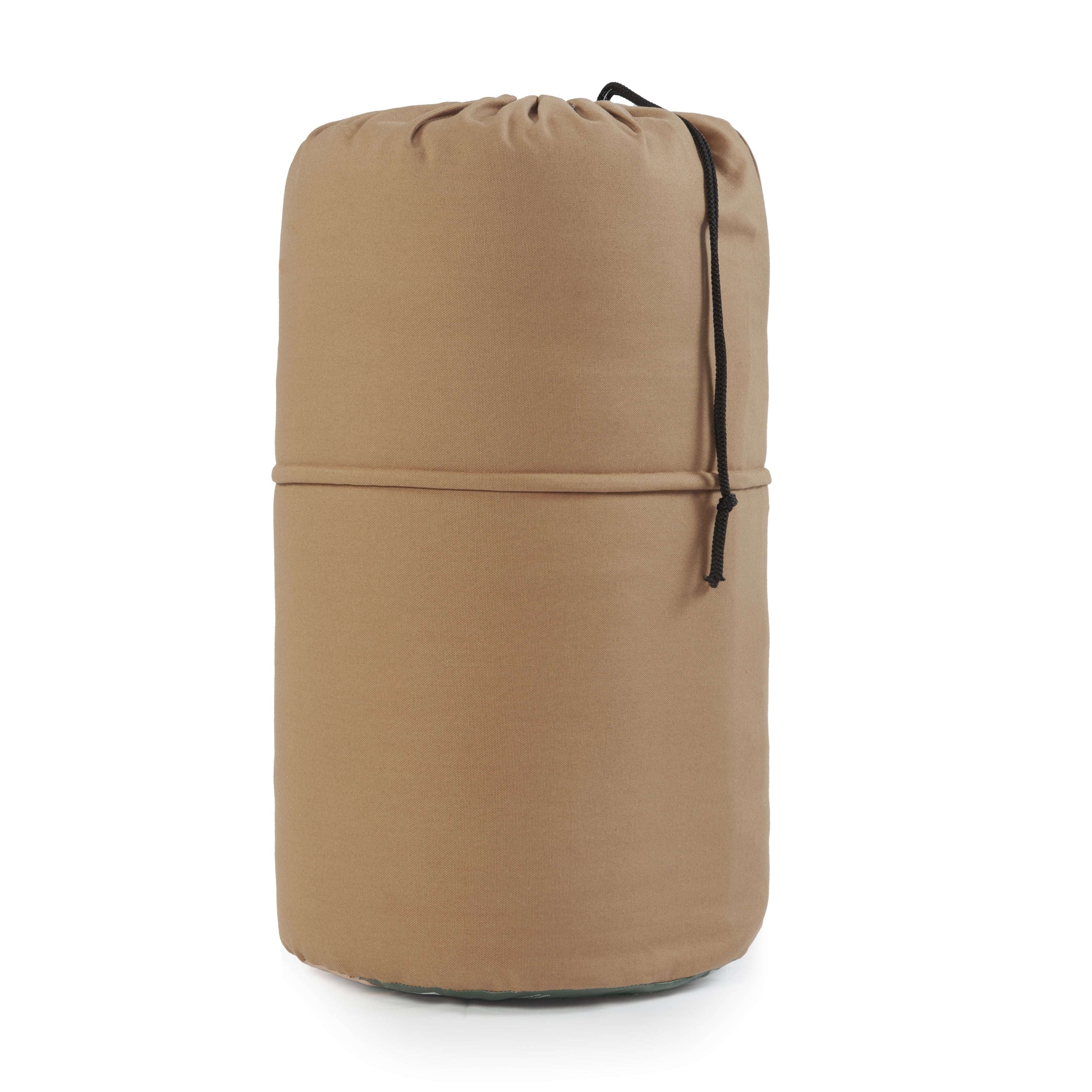 Ozark Trail 15 Degree Cold Weather Rectangle Canvas Sleeping Bag, 84”x36”, Tan
