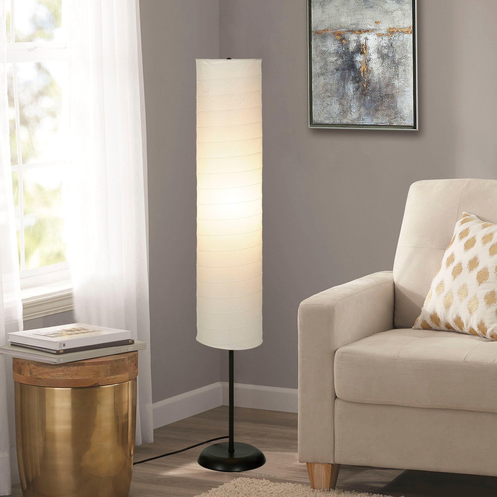 Mainstays Bohemian Collapsible Floor Lamp, with Ricepaper Ivory Shade