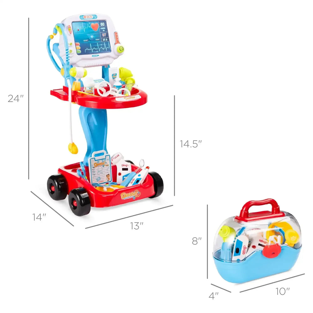 Best Choice Products Play Doctor Kit for Kids, Pretend Medical Station Set with Carrying Case, Mobile Cart - USA MEGA SHOP