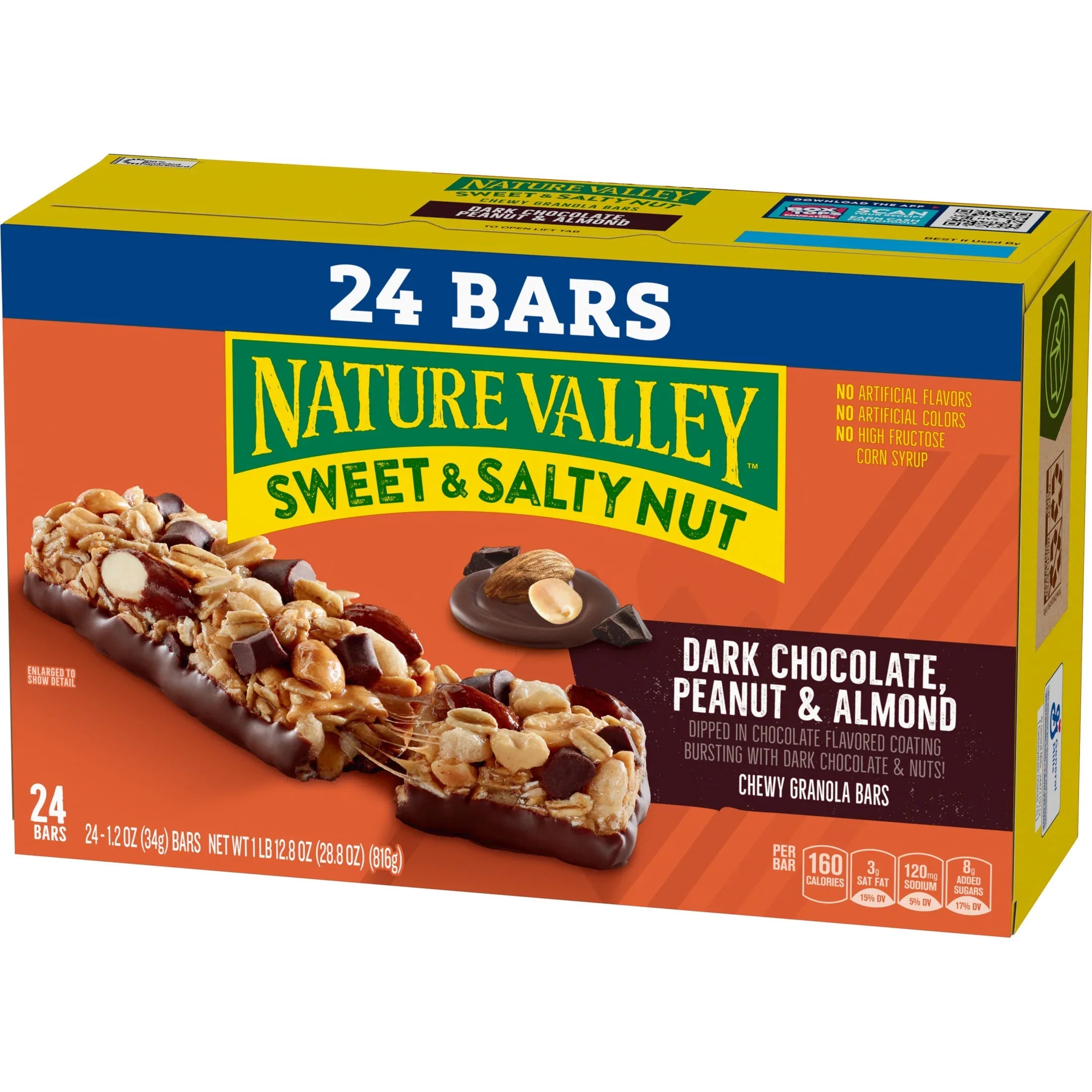 Nature Valley Sweet and Salty Nut Bars, Dark Chocolate Peanut Almond, 24 Bars, 28.8 oz